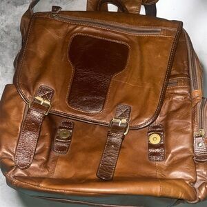 Vintage Tan Leather Men's Backpack
